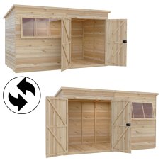 12 X 6 Shire Ranger Premium Pent Shed With Double Doors - interchangeable