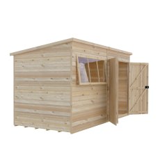 12 X 6 Shire Ranger Premium Pent Shed With Double Doors - isolated side angle view