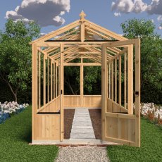 6 X 16 Shire Holkham Wooden Greenhouse - timber front view