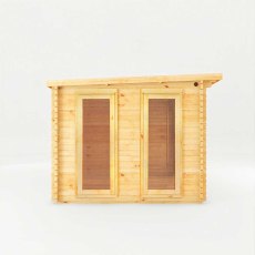 6mx3m Mercia Studio Pent Log Cabin With Outdoor Area (28mm to 44mm Logs) - side elevation