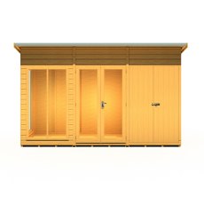 12x4 Shire Lela Pent Summerhouse with Side Shed - isolated front view, doors closed