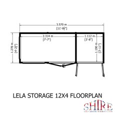 12x4 Shire Lela Pent Summerhouse with Side Shed - footprint