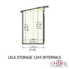 12x4 Shire Lela Pent Summerhouse with Side Shed - internal dimensions