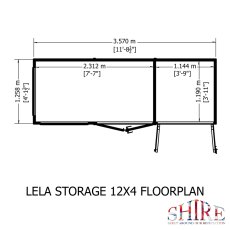 12x4 Shire Lela Pent Summerhouse with Side Shed - footprint