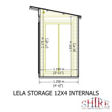 12x4 Shire Lela Pent Summerhouse with Side Shed - internal dimensions