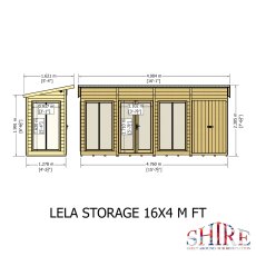 16x4 Shire Lela Pent Summerhouse with Side Shed - dimensions