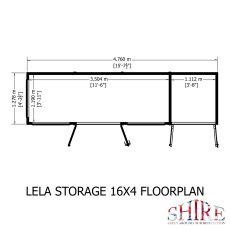 16x4 Shire Lela Pent Summerhouse with Side Shed - footprint