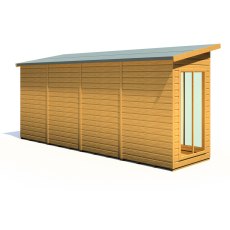 16x4 Shire Lela Pent Summerhouse with Side Shed - isolated back angle view