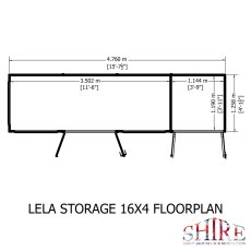 16x4 Shire Lela Pent Summerhouse with Side Shed - footprint