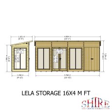 16x4 Shire Lela Pent Summerhouse with Side Shed - dimensions