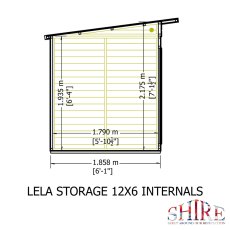 12x6 Shire Lela Pent Summerhouse with Side Shed - internal dimensions