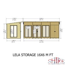 16x6 Shire Lela Pent Summerhouse with Side Shed - dimensions