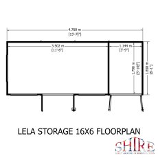 16x6 Shire Lela Pent Summerhouse with Side Shed - footprint