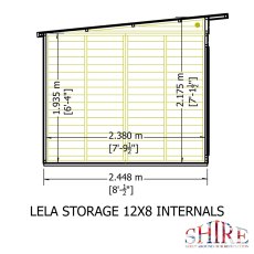 12x8 Shire Lela Pent Summerhouse with Side Shed - internal dimensions