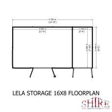 16x8 Shire Lela Pent Summerhouse with Side Shed - footprint