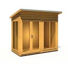 8x4 Shire Lela Pent Summerhouse - isolated angle view, doors closed