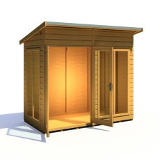 8x4 Shire Lela Pent Summerhouse - isolated angle view, doors open