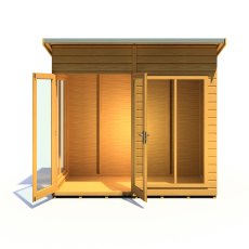 8x4 Shire Lela Pent Summerhouse - isolated front view, doors open