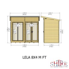 8x4 Shire Lela Pent Summerhouse - dimensions