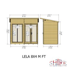 8x4 Shire Lela Pent Summerhouse - Dimensions