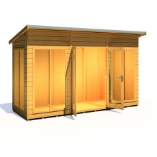 12x4 Shire Lela Pent Summerhouse - isolated angle view, doors open