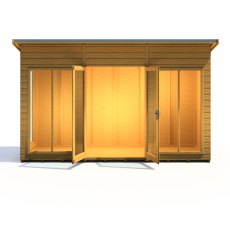 12x4 Shire Lela Pent Summerhouse - isolated front view, doors open