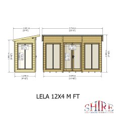 12x4 Shire Lela Pent Summerhouse - dimensions