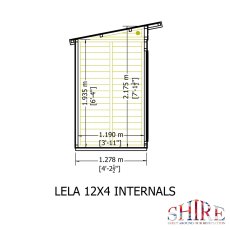 12x4 Shire Lela Pent Summerhouse - internal dimensions