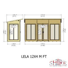 12x4 Shire Lela Pent Summerhouse - dimensions