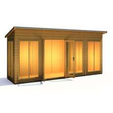 16x4 Shire Lela Pent Summerhouse - isolated angle view, doors open