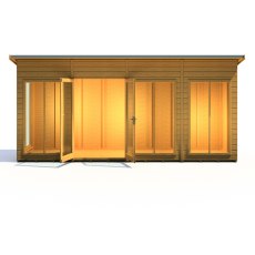 16x4 Shire Lela Pent Summerhouse - isolated front view, doors open