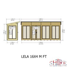 16x4 Shire Lela Pent Summerhouse - dimensions