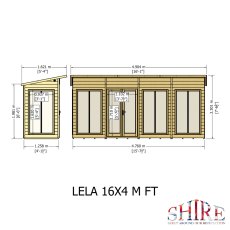 16x4 Shire Lela Pent Summerhouse - dimensions