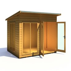 8x6 Shire Lela Pent Summerhouse - isolated angle view, doors open