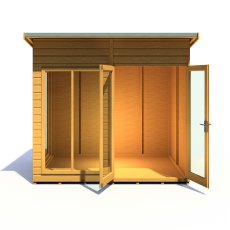 8x6 Shire Lela Pent Summerhouse - isolated front view, doors open