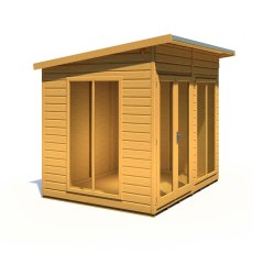 8x6 Shire Lela Pent Summerhouse - isolated side angle view, LHS