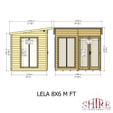 8x6 Shire Lela Pent Summerhouse - dimensions