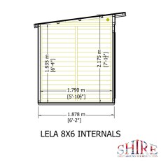 8x6 Shire Lela Pent Summerhouse - internal dimensions