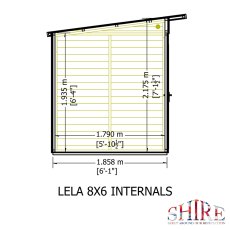 8x6 Shire Lela Pent Summerhouse - internal dimensions