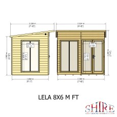 8x6 Shire Lela Pent Summerhouse - dimensions