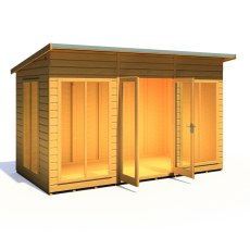 12x6 Shire Lela Pent Summerhouse - isolated angle view, doors open