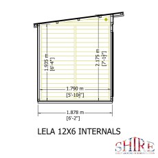 12x6 Shire Lela Pent Summerhouse - internal dimensions