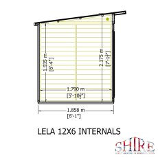 12x6 Shire Lela Pent Summerhouse - internal dimensions