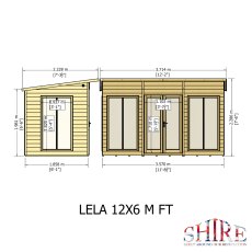 12x6 Shire Lela Pent Summerhouse - dimensions