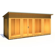 16x6 Shire Lela Pent Summerhouse - isolated angle view, doors closed