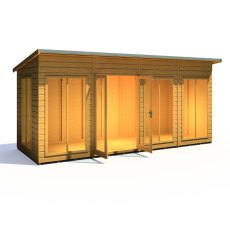 16x6 Shire Lela Pent Summerhouse - isolated angle view, doors open