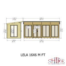 16x6 Shire Lela Pent Summerhouse - dimensions