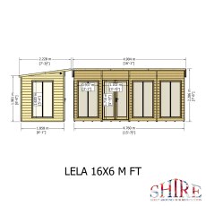 16x6 Shire Lela Pent Summerhouse - dimensions