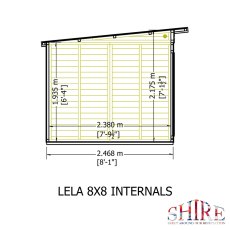 8x8 Shire Lela Pent Summerhouse - internal dimensions