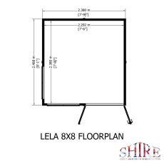 8x8 Shire Lela Pent Summerhouse - footprint